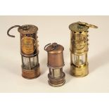 MINIATURE DAVY LAMPS. Two commemorative Sir Humphry Davy miner's lamps, 7.