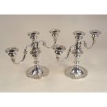 GORHAM SILVER. A pair of Gorham sterling, convertible candelabrum/candlesticks. Full height 21cm.