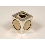 TRUMPS CUBE. An Edwardian novelty silver & ivory trumps cube. (four of the five faces worn).