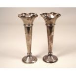 SPILL VASES. A pair of spill vases. Sheffield 1919. Height 17cm.