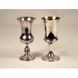 SILVER GOBLETS. A silver goblet and an Israeli plain goblet.