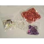 STONES ETC. Semi precious & synthetic amethysts, opals & zircons for setting & stick & other coral.