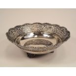 CONTINENTAL BOWL. A continental, pierced silver coloured metal fruit bowl. Diameter 22cm. 11 oz.