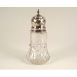 SUGAR CASTER. A cut glass sugar caster. Birmingham 1910.