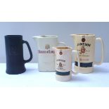 Three ceramic whisky advertising water jugs for Jameson's and House of Lords, together with a