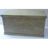 Cream painted pine blanket box with hinged lid, twin handles, 75cm wide
