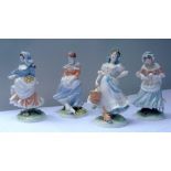 Collection of four Royal Worcester limited edition porcelain figures from the Old Country Ways