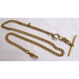 18ct gold fully marked fob chain with bar, 36.2g