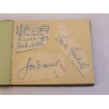 Autograph album collated in the 1950's including the signatures of Joe Davies, David Kossoff, Arthur