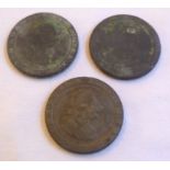 Three George III 1797 cartwheel pennies
