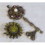 Large vintage 1950's Hargo Creations gold tone costume jewellery brooch of floral form, encrusted