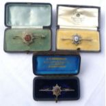 Three Coldstream Guards sweetheart bar brooches in original presentation cases, all set with the