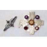 Two Victorian Celtic brooches, one in form of cross over a circle with Victorian kite date stamp for