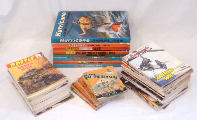 Collection of eight vintage comic annuals including Hurricane & Valiant, together with over forty