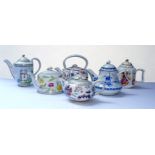 Complete collection of six Compton and Woodhouse porcelain teapots - The First Teapots series