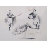 Sports autographs of Tommy Lawton [football], Cliff Morgan [rugby] and Godfrey Evans [cricket] on an