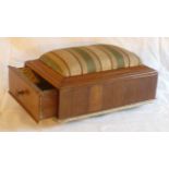 Italian walnut 19th century lacemaker's /sewing lap work box of rectangular form with drawer, padded