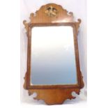 George II design mahogany fretwork and parcel gilt mirror with carved cut-out gilded Ho Ho bird