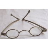 Pair of Georgian silver hallmarked reading glasses with hinged arms, marks for London 1833