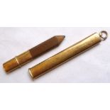 9ct gold pencil holder, marks for E Baker & Son Birmingham 1906