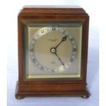 Mappin & Webb Elliott eight day mantel clock in mahogany case, silvered dial, 16cm high