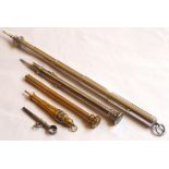 Five propelling pencils, including large five-draw telescopic example by Sampson Mordan & Co 20cm