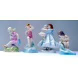 Three Royal Worcester limited edition porcelain figures comprising March, July and August modelled