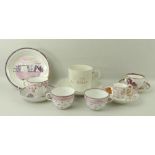 A group of 19th century lustreware, comprising four tea cups, one coffee can, one plate,