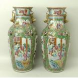 A pair of Canton porcelain vases, early 19th century,