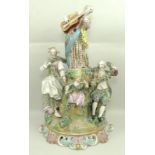A porcelain centrepiece figural group, 19th century, possibly Meissen,