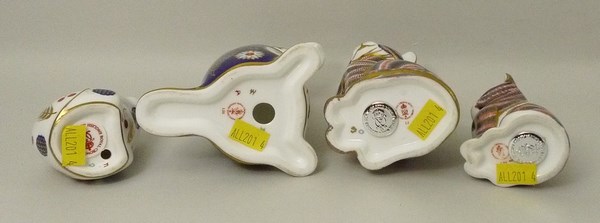 A collection of four Royal Crown Derby paperweights, comprising a cat, 1988, 14cm high, - Image 3 of 3