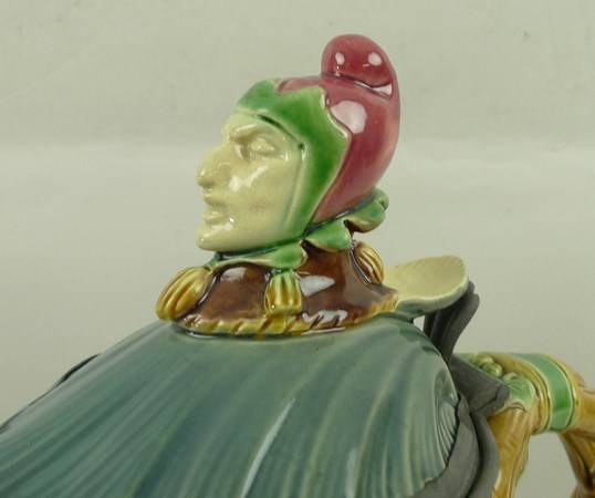 A Minton Majolica Jester tower jug, with moulded dancing figures, - Image 4 of 6