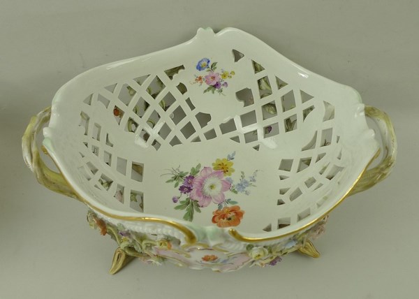 A Meissen pierced basket work fruit bowl, - Image 3 of 6