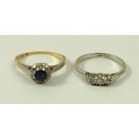 An 18ct gold, sapphire and diamond ring,