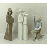 A group of Lladro figurines, comprising Monk, 2060, 34cm, Nuns, 4611, 33cm,