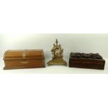 A Chinese carved hardwood box, with high relief dragon carving, 27 by 18 by 10cm,