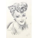 W Wornersley: 20th century pencil drawings, dated 1948, including three portraits of women,