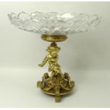 A French ormolu and cut glass comport, 19th century,