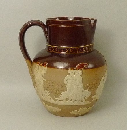 A Doulton Lambeth two-tone stoneware jug commemorating Queen Victoria's Golden Jubilee in 1887, - Image 2 of 3