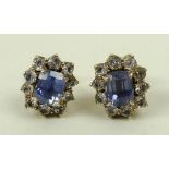 A pair of 9ct gold and sapphire earrings, approximately 3ct, 5.2g.