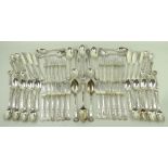 A group of silver flatware in the King's pattern, dating from William IV onwards,