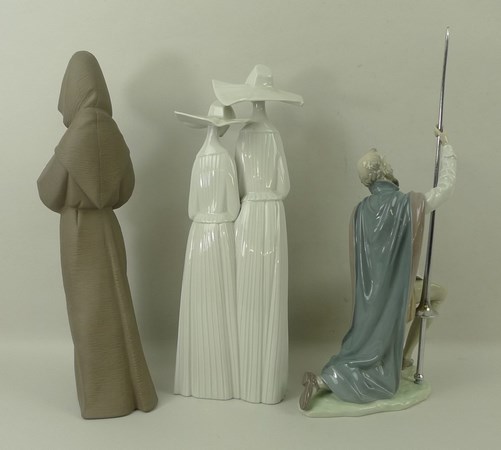 A group of Lladro figurines, comprising Monk, 2060, 34cm, Nuns, 4611, 33cm, - Image 2 of 3