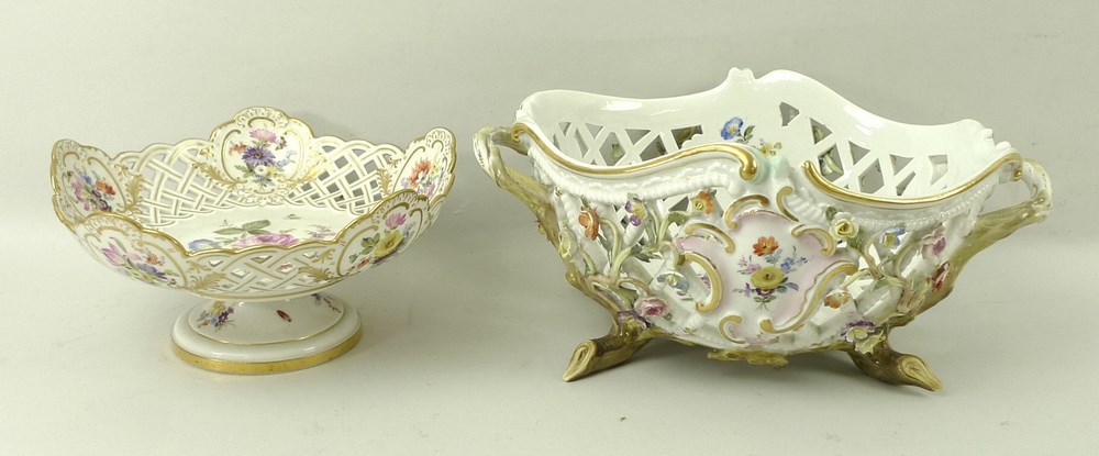 A Meissen pierced basket work fruit bowl,