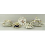 A group of 19th century and later porcelain, comprising a Dresden fluted edge plate,