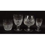 A collection of Waterford crystal Colleen pattern glasses, comprising four brandy, six water,
