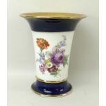 A Meissen porcelain vase, 19th century, of trumpet form with flared rim and foot,