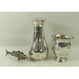 A silver tankard, Sheffield 1918, Atkin Bros, a silver shaker, with star shaped holes,