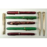 A Whal Eversharp gold plated fountain pen and propelling pencil set, a propelling pencil,