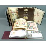 A collection of GB and world stamps, in one small and three large albums,