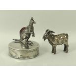 AMENDED DESCRIPTION A silver pin cushion, modelled as a kangaroo,